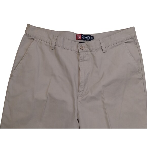 Chaps Khaki Pants Mens 36x30 Relaxed Tapered Beige Casual Work Chino - Picture 4 of 9